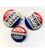 3 Vintage NIXON LODGE Political Pinback Button Pin Set - $13.99