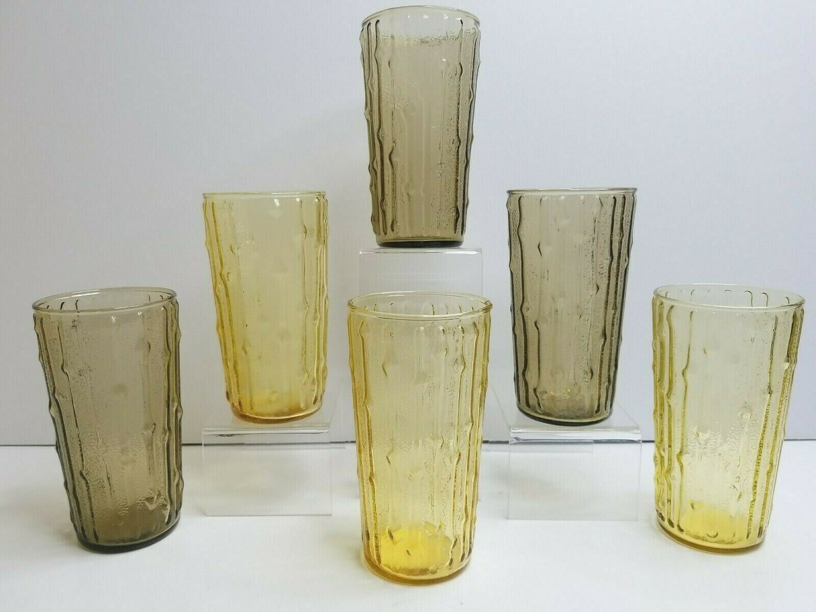 VINTAGE 5'' AMBER BAMBOO DRINKING GLASSES