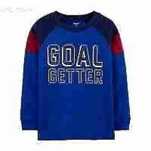 CARTERS Boys Long Sleeve T Shirt Goal Getter Graphic Blue Size 12 $24 -NWT - $5.99