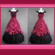 Renaissance Rose Satin Romantic Victorian 18th Century Party Dinner Prom Gown 