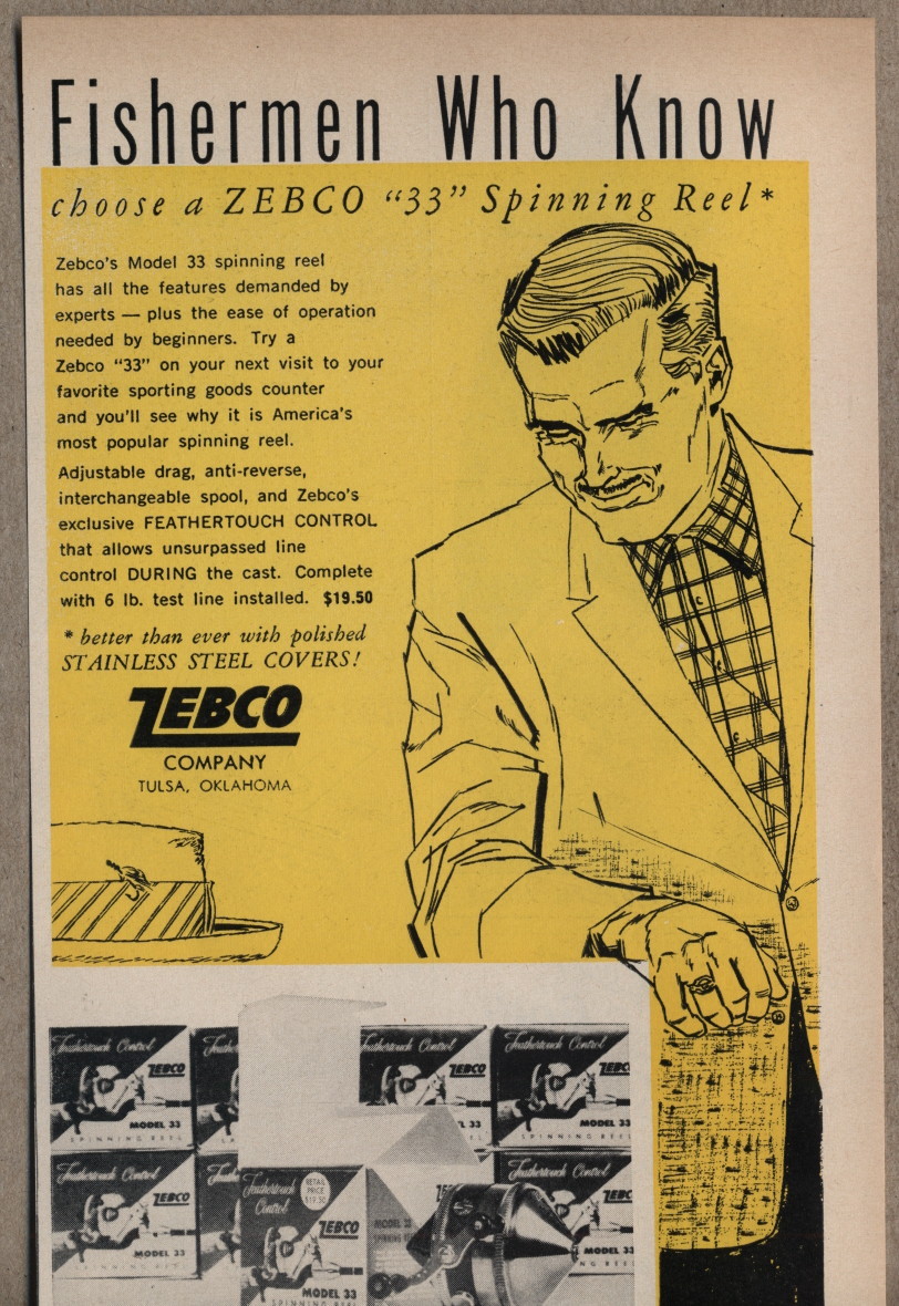 1959 Vintage Ad Zebco 33 Spinning Fishing Reels Tulsa,Oklahoma