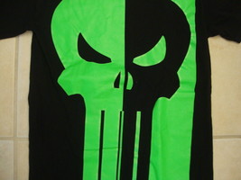 The Punisher Modern Marvel Comic book Cartoon Black and Green T Shirt S - $16.38