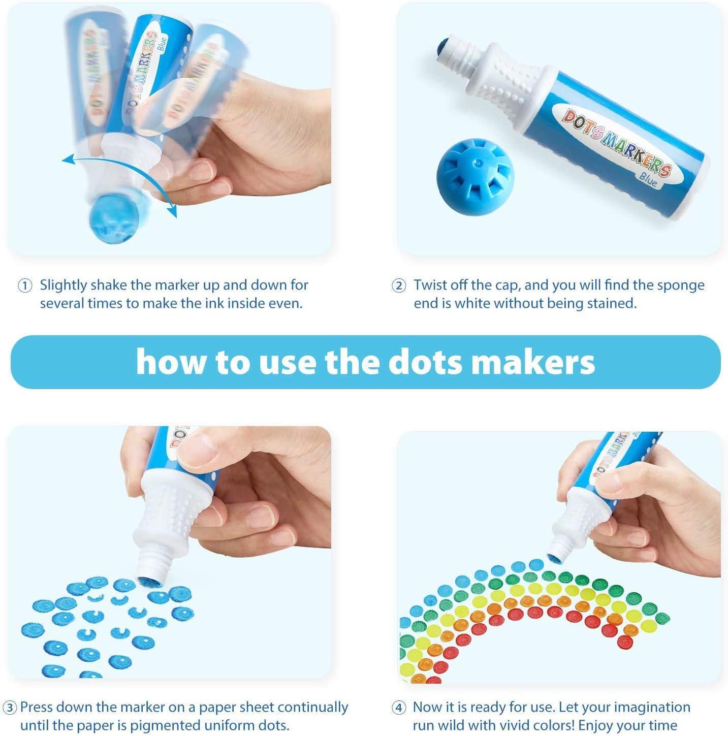 J MARK Jumbo Washable Dot Markers for Toddlers –Dabbers (3 Oz each) with  Educational Activity Book –Non-Toxic Dot Paint -Easy Grip Bingo Daubers for