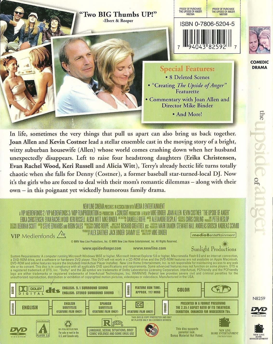 The Upside Of Anger DVD Kevin Costner Joan Allen - DVDs & Blu-ray Discs