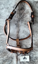 Yearling Leather Halter by Alamo Light Oil Adjustable with Half Moons NEW image 1