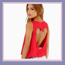 Vintage Torn Heart Backless Cotton Short Sleeveless T-Shirt in Six Choice Colors image 3
