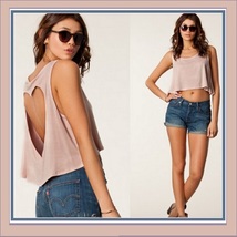 Vintage Torn Heart Backless Cotton Short Sleeveless T-Shirt in Six Choice Colors image 5