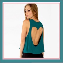 Vintage Torn Heart Backless Cotton Short Sleeveless T-Shirt in Six Choice Colors image 6