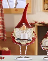 Santa Gnome Candle Holder Metal Red Freestanding Christmas 17" High    