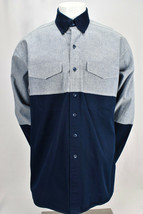 Panhandle Slim Color Block Cotton Button Front Shirt Made USA 17 X 36 - $39.55
