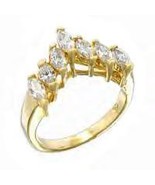 Ladies Russian Cubic Zirconia Seven Stone Marquise Cut Ring - $35.00
