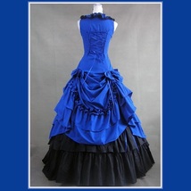Romantic Victorian 18th Century Blue Dinner Party or Evening Prom Gown image 3