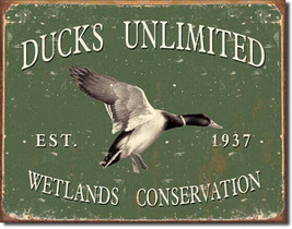 Ducks Unlimited Wetlands Conservation Est. 1937 Rustic Hunting Nature Me... - $18.95