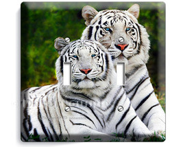 couple of beautiful wild white  bengal tigers with blue eyes double ligh... - $14.99