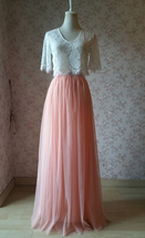 Peach Pink Long Tulle Skirt Peach Wedding Skirt Floor Length Plus Size