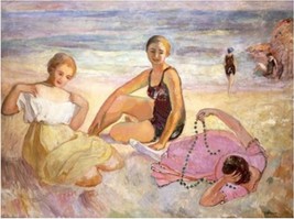 Three Women On the Beach by Henri Lebasque Repro Hand-made Canvas Oil Painting 