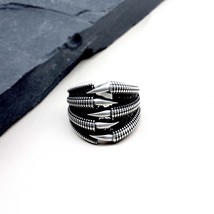 Solid 925 Sterling Silver Oxidized Claw Style Black CZ Men's ring - $69.51