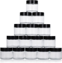 Hoa Kinh 2 ounce Glass Jars with Lids, 24 Pack Round Glass Jars, Small  Clear Glass Container with Black Plastic Smooth Lids