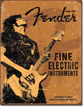 Fender Fine Electric Instruments Guitar Rock On Music Musician Metal Sign - $19.95