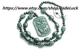 AAA grade natural hand-carved green jade 18 Buddha necklace / pendant dr... - $36.99