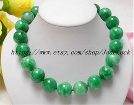 Natural Green Jade charm amulet Good luck beaded necklace / pendant - $26.99
