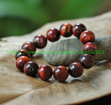 Perfect natural red tiger eye stone beads charm bracelet Mala - $23.99