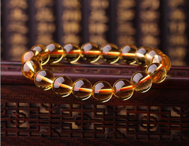 100% AAA grade genuine natural citrine charm beaded prayer bead 10mm bracelet - $69.99