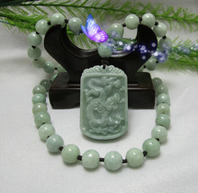 8MM natural hand-carved jade dragon "AAA" beaded necklace - $29.99