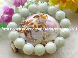 12 mm AAA grade natural white jade beads charm bracelet yoga meditation - $22.99