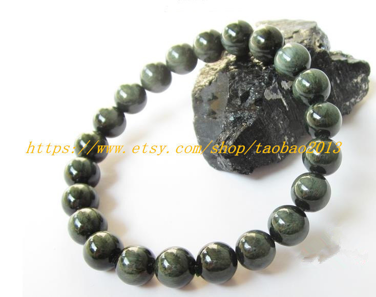 AAA Grade 8 mm, 100% pure natural green hair spar beads, beaded bracelet charm - $36.99