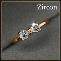 Austrian Diamond Crystal Bow Cubic Zircon Engagement 18K Gold Plated Ring image 1