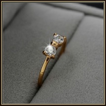 Austrian Diamond Crystal Bow Cubic Zircon Engagement 18K Gold Plated Ring image 2