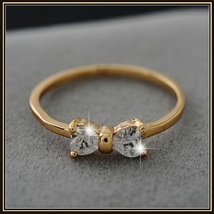 Austrian Diamond Crystal Bow Cubic Zircon Engagement 18K Gold Plated Ring image 3