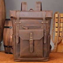 Luufan Retro Men Leather Backpack Large Capacity 16 Inch Cow - $205.98