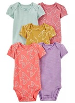 Carter&#39;s PINK/PURPLE Baby Girls Short-Sleeve Bodysuits, Pack of 5, US 3 Mos - $20.94