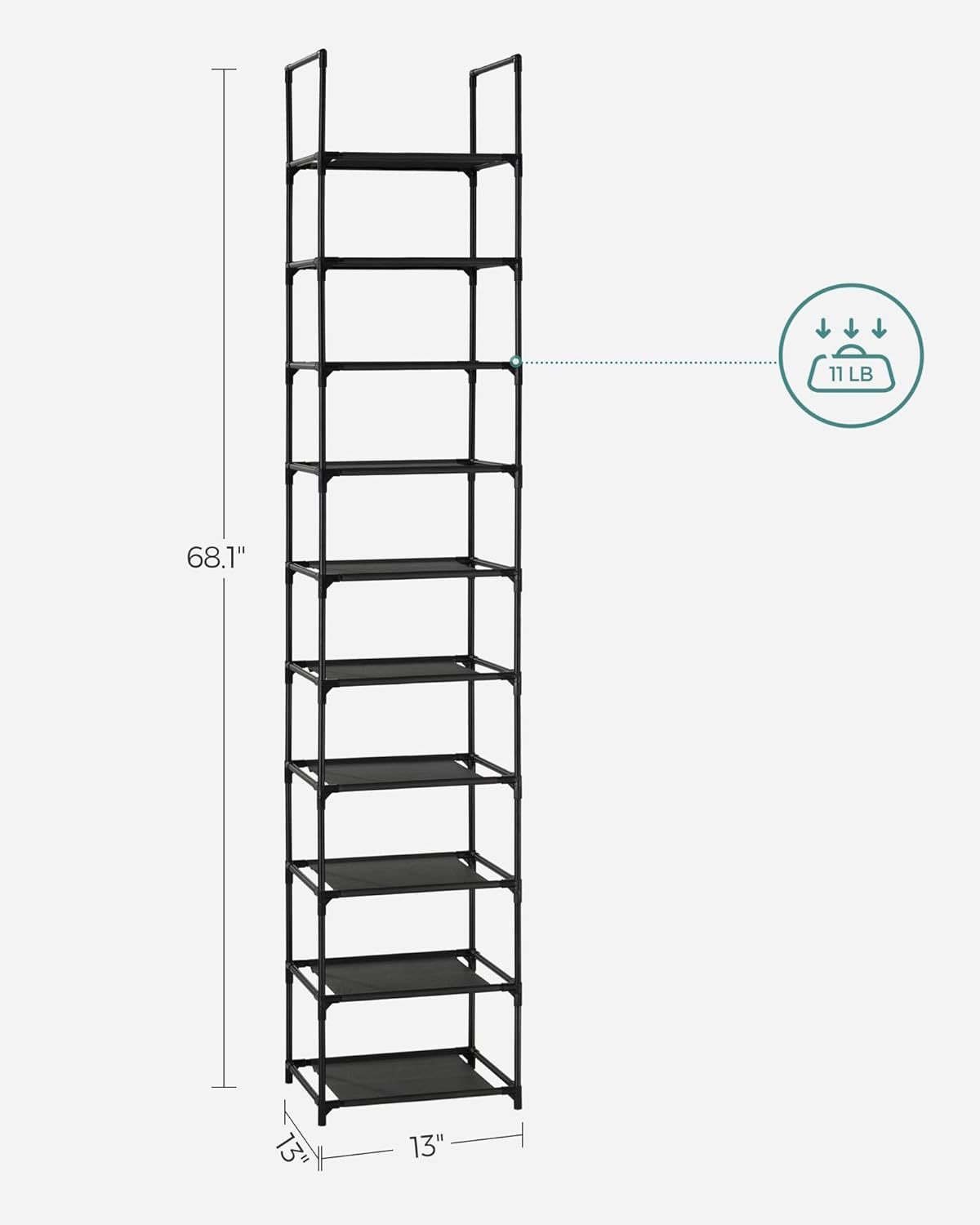 AOSION 10 Tier Shoe Rack ,Tall Shoe Rack Organizer 50 Pairs,Shoe Rack for