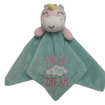 Baby Starters Unicorn Blanket Aqua Green Dream a Little Cloud Satin Rattle Lovey - $19.79