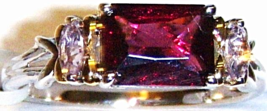 18K MULTI-GOLD RED GARNET OCTAGON &amp; PINK AMETHYST RING, SIZE 7.5, 2.04(T... - $650.00
