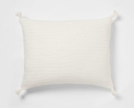 Threshold Double Cloth Standard Pillow Sham Cream with Corner Tassels New * - $24.99
