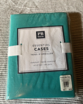 Pair of Pottery Barn Dorm Essentials Aqua Cotton Blend Standard Pillow Cases - $27.77