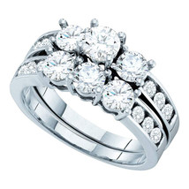 14k White Gold Round Diamond Bridal Wedding Engagement Ring Band Set 2.00 Ctw - $3,599.00