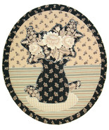 Flowers in Black Vase: Quilted Art Wall Hanging - $340.00