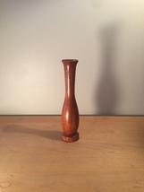 Vintage 60s Turned Wood vase/weedpot - 9" tall