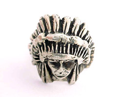 NATIVE AMERICAN Indian CHIEF Vintage RING in STERLING Silver - BIG and BOLD - $95.00
