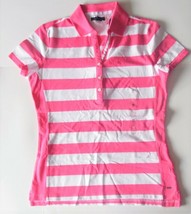 Tommy Hilfiger Womens Short Sleeve Polo Shirt Pink White Size Medium NWT - $21.03