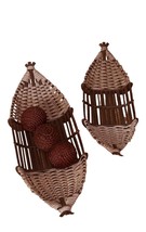 Oval Bamboo Baskets Set of 2 Rattan Large 28" and 24" Long Serving Trays Display image 1