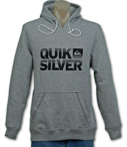Men's Guys Quiksilver Graphic Gray Pullover Hoodie Fleece Black Logo New $50 - $39.99
