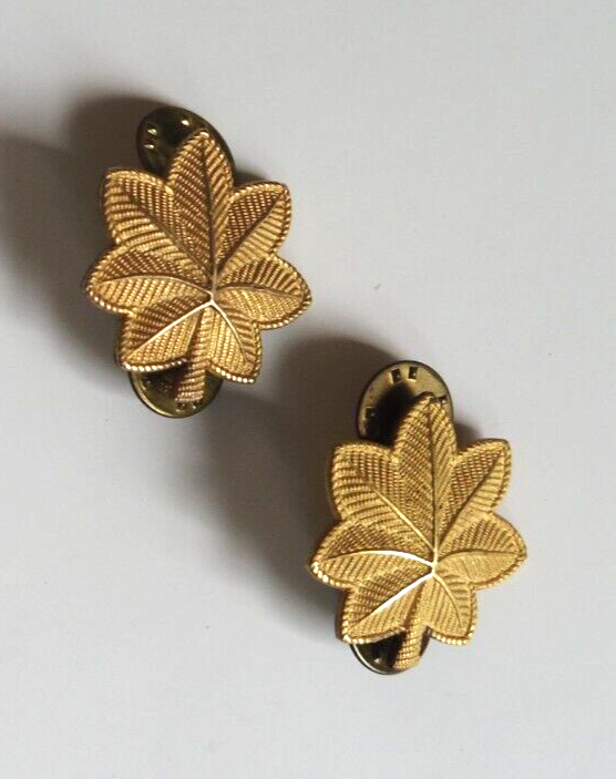 US Army Major Oak Leaf 1/20 GF Gold Insignias Large or Small Size Myers ...