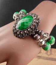 Art deco style crystal bracelet / Vintage smokey topaz rhinestones - lar... - $65.00
