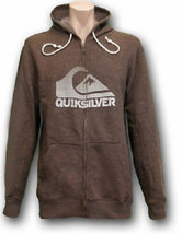 Men's Guys Quiksilver Graphic Brown Zip Up Hoodie Fleece Logo New $50 - $39.99